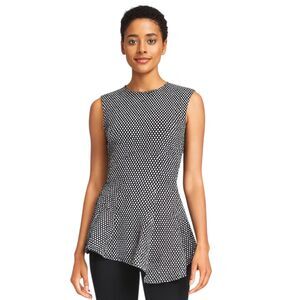 Derek Lam US Size 4 Blouse RTR Black White Print Asymmetrical Hem Pullover USA